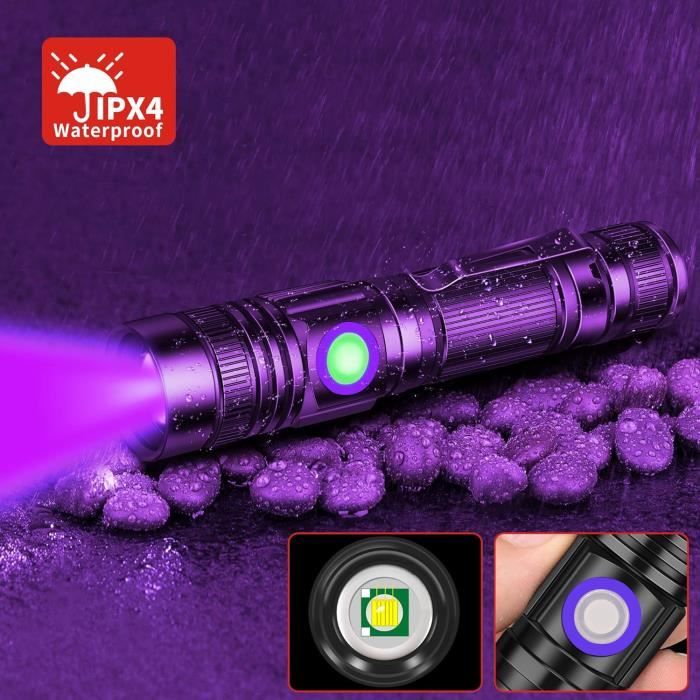 Lampe UV Rechargeable MEEKBOS Lumière Noire 395nm - Puissante Et Portable Pour Pêche Nocturne, Peinture Corporelle Et Détection Taches Urine Animaux