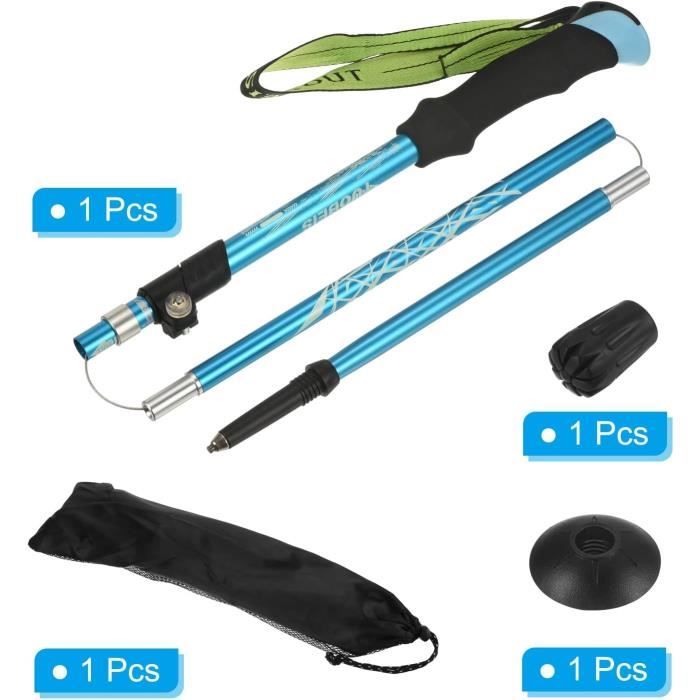 Bâton De Randonnée Rhino USA – Pliable, Réglable 51″, 9 Fonctions De Survie