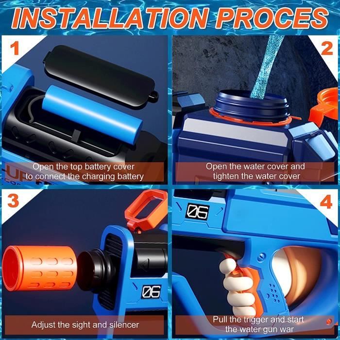 Pistolet à Eau électrique YOOHBERRYS – Aspiration Automatique, Portée 10-13 M, Pour Piscine, Plage, été – Rose, Sûr Pour Enfants Et Adultes