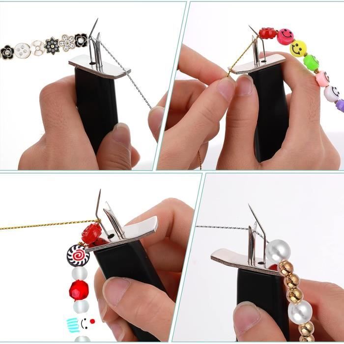 Outils de nouage de perles – Outil de fabrication de bijoux facile à utiliser pour les loisirs créatifs, nœuds sécurisés, cordes de perles, résultats professionnels simples et conviviaux (noir