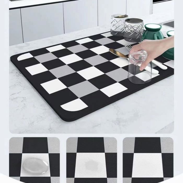 Tapis De Séchage Anti-dérapant Pour évier – 60x50 Cm, Noir, Caoutchouc Super Absorbant