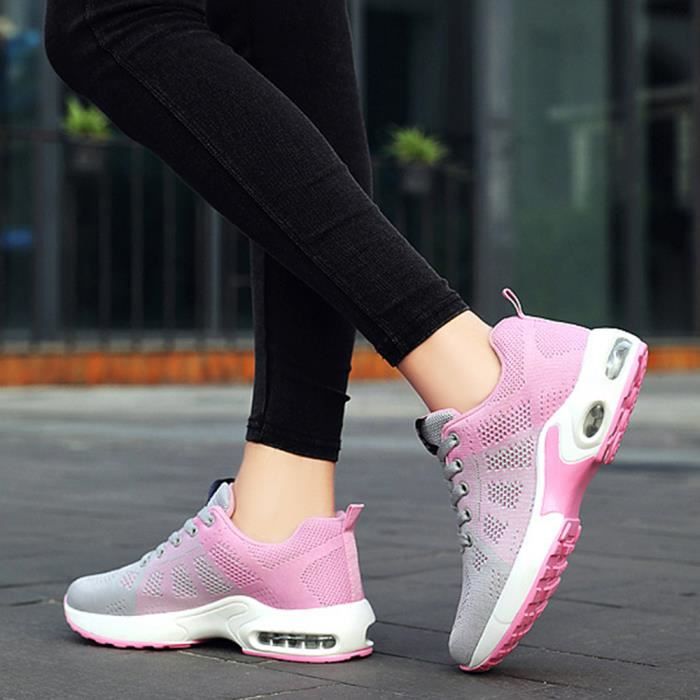 Baskets Femme Chaussures de Sport femme Sneakers Fitness Gym Rose Synthetique Rose Cdiscount Sport