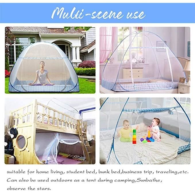 Moustiquaire Voyage Compacte Auvent De Lit Moustiquaire Pop-Up, Filet Pliant Portable Moustiquaire Moustiquaire Lit 2 Places