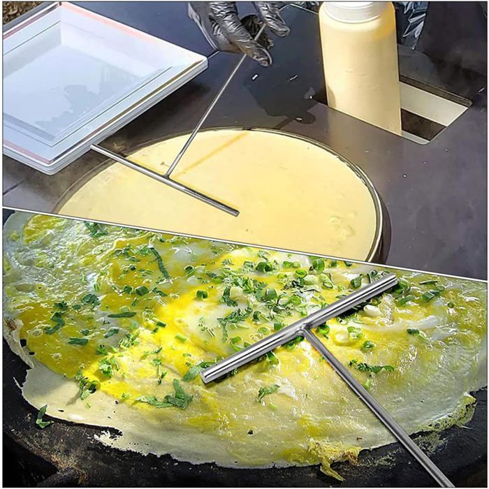 Raclette crêpes inox forme T, épandeur ergonomique petite taille ...