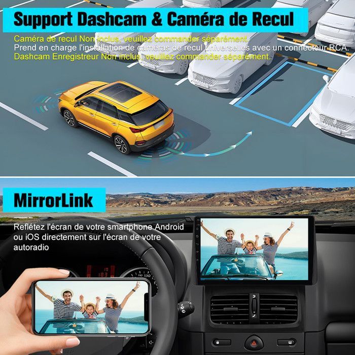 Car Radio with CarPlay for Peugeot 308/408 (2007-2015), 9-inch touch screen car radio 2G 64G with wireless CarPlay Android Auto, Bluetooth/Mirror Link/ GPS/WiFi/FM/RDS/SWC rear view camera