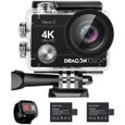 Dragon Touch Vision 3 Caméra Sport 4k WiFi avec Télécommande 2.4G, Etanche, 170°, Kits d'Accessoires, App (XDV)-0