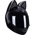 Casque d'oreille de chat personnalisé, casque de moto noir pour femme fille adulte Casque de moto intégral certifié DOT Casques qu-0