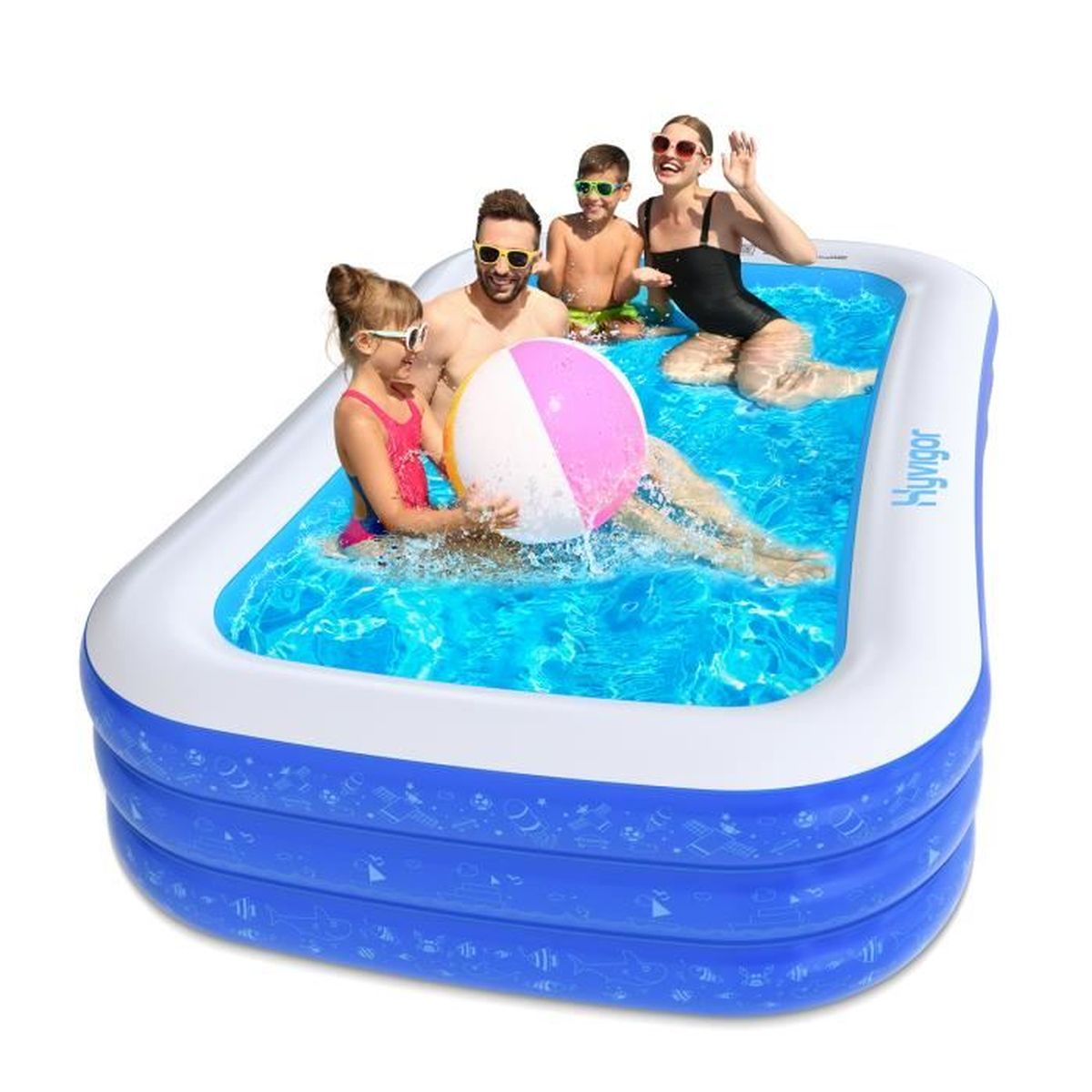 Piscine Gonflable Pour Enfants Hyvigor Pataugeoire 300 180 50cm Piscine Rectangulaire Gonflable Cdiscount Jeux Jouets