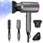 FOSMET Sèche Cheveux - 3 Températures - Sèche cheveux Ionique Professionnel - avec 2 Concentrateurs/1 Diffuseur/2 brosse à coiffer