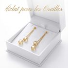 2SPLENDID® Boucles d'oreilles ornées de Cristaux Autrichiens Baignées dans l'OR. Boîte cadeau offerte. Idéal fêtes de fin d'année