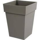EDA PLASTIQUE EDA Pot de fleur mi-haut carré Toscane - 39 x 39 x H 53 cm - 51 L - Taupe