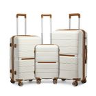 KONO Set de 3 Valises de Voyage (55/66/76cm) Rigide en Polypropylène Légere à 4 roulettes avec Serrure TSA Ensembles de Bagages, Crème