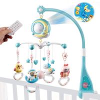Mobile bébé mobile pour berceau crèche avec lumière et musique,projecteur, hochets rotatifs suspendus avec 150 mélodies