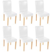 Lot de 6 chaises de salle à manger simili-cuir blanc pieds clairs CDS04247