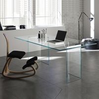 Table de bureau en verre design Montana - MEUBLER DESIGN - Droit - Contemporain - Design
