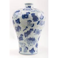 Vase Chinois En Porcelaine Peint À La Main Bleu-Blanc