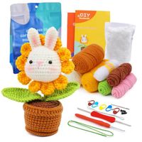 (Petit lapin) paquet de matériel de tricot bricolage laine au crochet anglais poupée tricotée tricot bricolage laine plante en pot