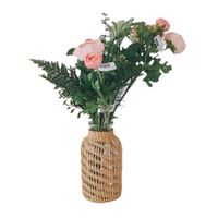 Vase tissé rétro, rotin tissé d'herbiers marins, décoration de salon, arrangement de fleurs séchées, panier de fleurs, pot de fleurs