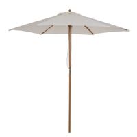 Parasol droit rond en bois de bambou - HOMCOM - Toile polyester 180g/m² - Diamètre 2,5 m - Crème