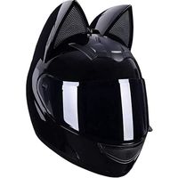 Casque d'oreille de chat personnalisé, casque de moto noir pour femme fille adulte Casque de moto intégral certifié DOT Casques qu