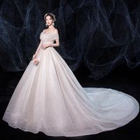 Mariage 2021 mariée robes une épaule légère fil étoilé ciel simple super fée sen système princesse rêve petit traînant