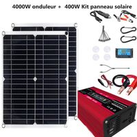 4000W Kit d'onduleurs générateur complet d'énergie solaire Rouge 12V-110V + 2 x (200W 100A panneau solaire)