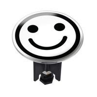 WENKO Bouchon d'évier Pluggy® XL, Bonde de lavabo, Smiley, Laiton, Ø 6,2x6,6 cm, noir - blanc