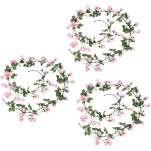 FLEUR ARTIFICIELLE Guirlande de fleurs artificielles en soie rose pour décoration intérieure et extérieure - Paquet de 3