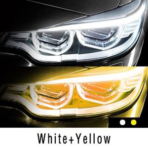 AMPOULE TABLEAU BORD (30 cmBlanc et jaune)Voiture LED DRL bande feux de jour clignotant ampoule Flexible étanche Auto