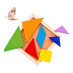Puzzle Tetris En Bois - Tangram Géométrique - 1 Set - Dès 3 Ans - Motricité Fine - Cadeau