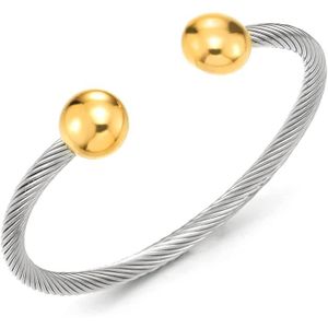 Avec câble en acier torsadé Pour homme et femme COOLSTEELANDBEYOND Bracelet élastique réglable en acier inoxydable Couleur argent poli. 