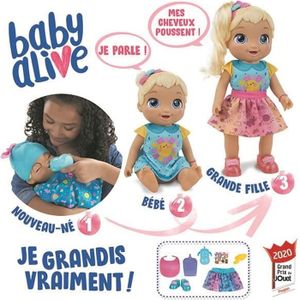 POUPÉE BABY ALIVE - Baby Grows Up (Happy) - Happy Hope ou Merry Meadow - Poupée qui grandit et parle - accessoires surprise