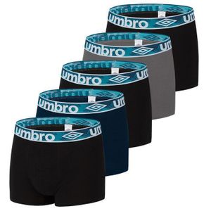 BOXER - SHORTY Umbro Boxer homme 100% coton, caleçon homme hypoallergénique, doux et naturel, (Lot de 5) - multicolore