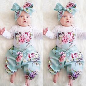 Ensemble de vêtements Ensemble de vêtements bébé fille 0-24 mois à fleurs - Bleu