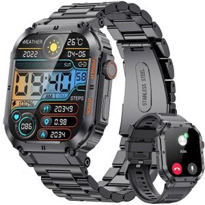 TESOFIT Montre Connectée Homme Militaire- 5ATM Étanche 1.85 Grand Écran HD  Appel SMS, Suivi Intelligent du Sommeil Smartwatch Fitness Tracker 70 Modes  Sport Fréquence Cardiaque Podomètre iOS Android Fiche Technique et Prix