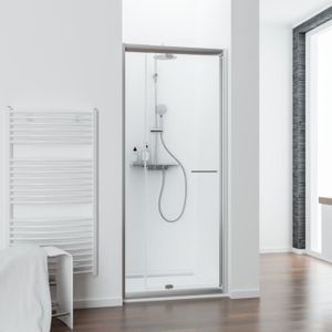Porte de douche pivotante 95x185 cm verre anticalcaire installation en niche les vitres peuvent tourné à 180° 