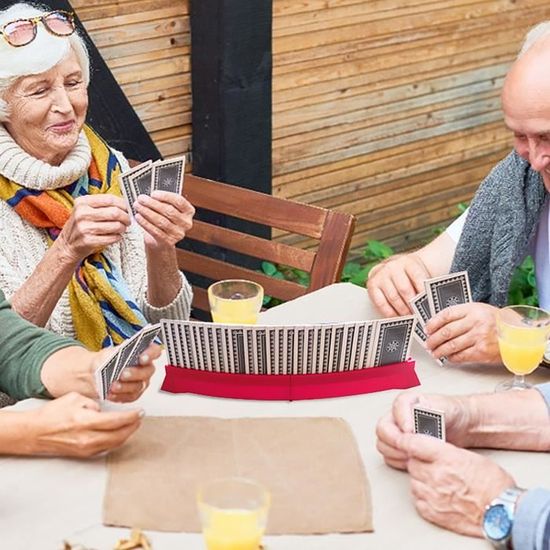 Jusqu'à 15 cartes : Support en bois pour jeu de cartes mains libres pour poker et bridge – Jusqu'à 4 pièces, idéal pour enfants et personnes âgées