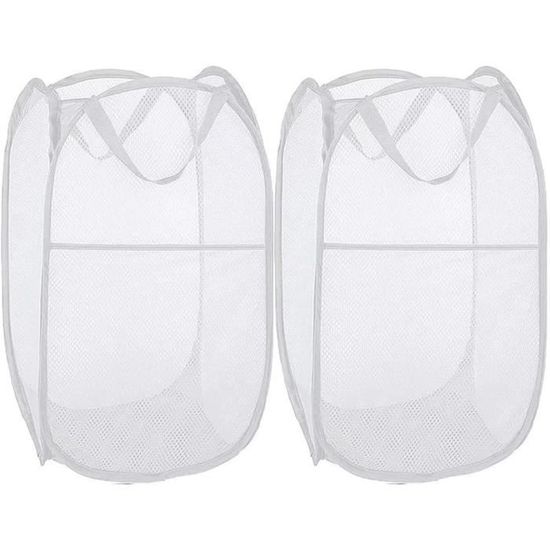 Panier à Linge Pliable En Maille - 58x36 Cm - Gris Clair - Pour Buanderie, Salle De Bain, Rangement - 5