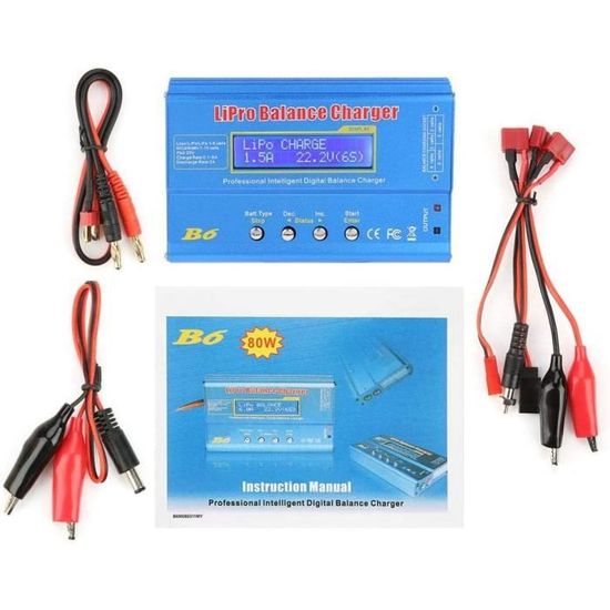 Chargeur De Batterie LiPo 1S-6S B6V2 - 80W 6A - Équilibreur Et Déchargeur - Pour Batteries NiMH, NiCD, LiFe, Pb - Écran LCD - 3