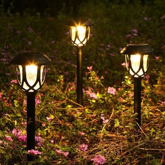 Lampe Solaire Jardin 2 Pièces Métal Lumière Solaire Extérieure Jardin Decorative IP65 étanche Görvitor LED Éclairage Lampe Solaire Exterieur Jardin pour Chemins Allée Terrasse Pelouse