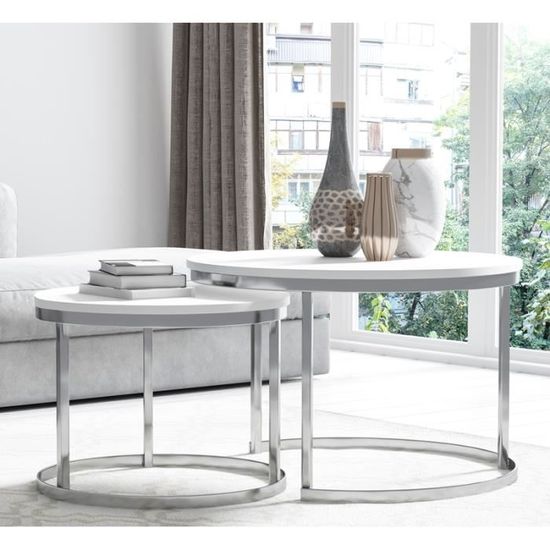 Selly Home Tables Basses de Salon - Table Basse Gigogne Industrielle - Petite Table Basse Scandinave - Table Gigogne - Argent