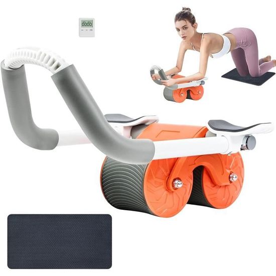 Roue Abdominale à Rebond Automatique - Double Roue, Support De Coude - Pour Musculation Abdo, Dos