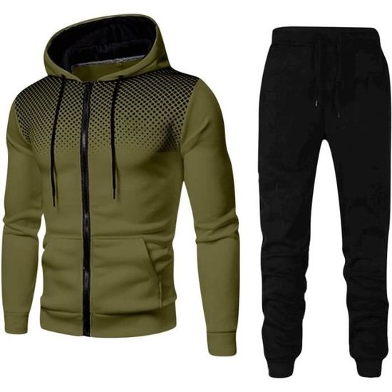 Survêtement Homme Ensemble Jogging à Capuche – Sweat Zippé + Pantalon Décontracté – Sport & Streetwear Confortable Automne/Hiver