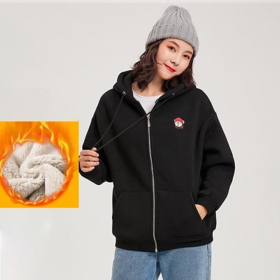Veste Polaire Femme à Capuche Zippée TOMEEK – Sweat Sherpa Chaud, Poches, Coupe Oversize Automne Hiver
