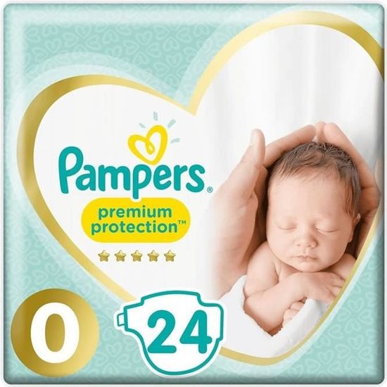 Couches Pampers Premium Protection - Lot de 4 - Taille 0 - 24 couches