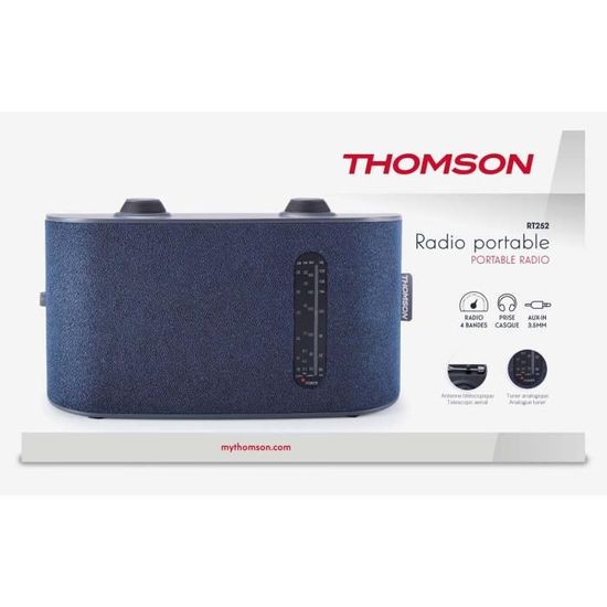Radio Portable - THOMSON - RT252 - Analogique - FM/MW/LW/SW - Haut-parleur intégré - Bleu