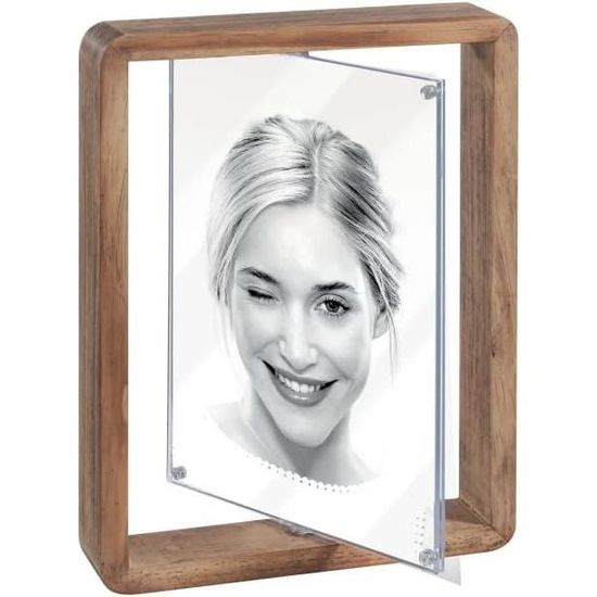 Cadre Photo Double Face Pivotant 20 X 15 Cm - Bois Naturel - MegaCrea DIY - Neuf