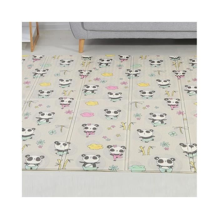 AMORUS Tapis D'eveil Bébé Tapis De Jeu Pliable XPE Doubles Côtés Tapis de Escalade de Puzzle 150*180*1cm Tapis Imprimé Panda Et
