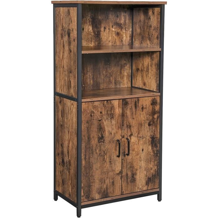 VASAGLE Meuble de Rangement, Armoire, Placard, Bibliothèque, 2 Compartiments Ouvert et 1 Compartiment fermé à Double Porte, Stru250
