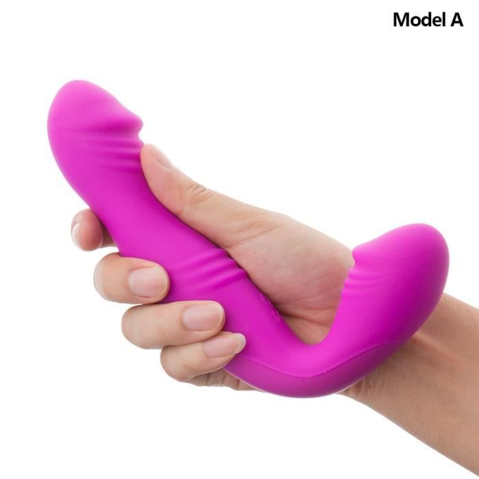 Godemiché Strapon sans bretelles Double vibrateurs Rechargeable pénis à sangle pour les femmes jouets pour adultes-Type Model A